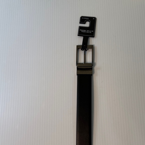 Perry Ellis Other - Perry Ellis Dark Leather Belt with Silver Buckle, new